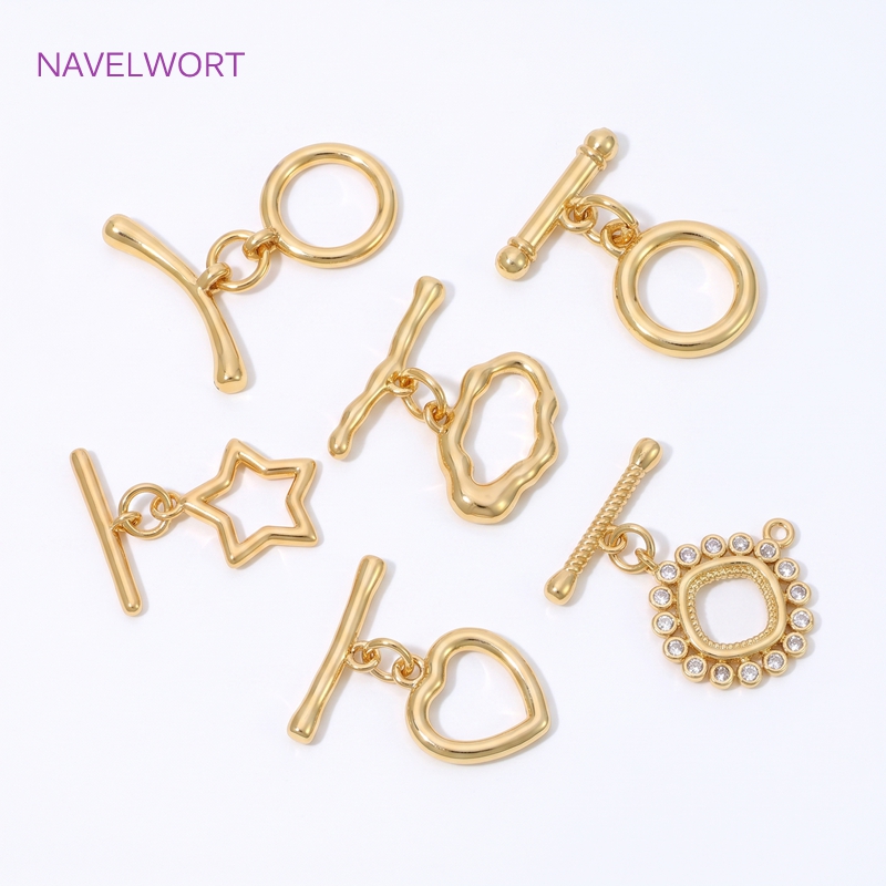 Toggle Clasp Gold - Złote (18K) pozłacane mosiężne zapięcia typu