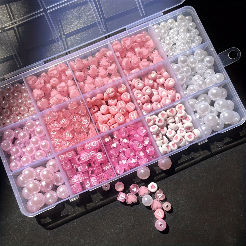 Jewelry Making Kits - 10-częściowy różowy zestaw z literami alfabetu,