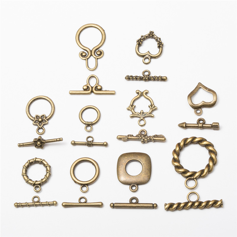 Toggle Clasp Gold - 10 zestawów metalowych zapięć przegubowych OT