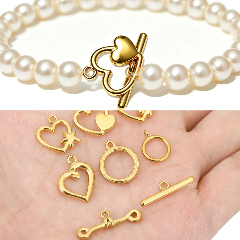 Toggle Clasp Gold - 5 zestawów zapięć OT ze stali