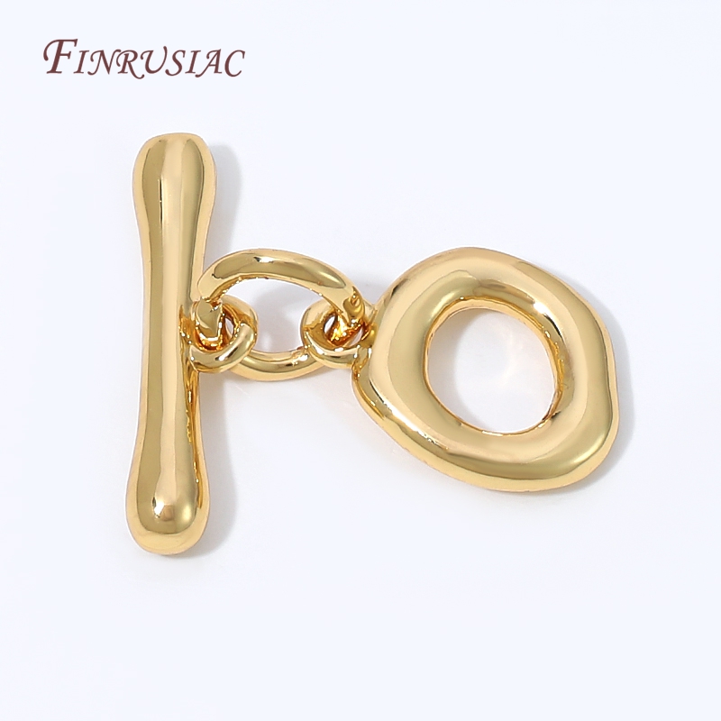 Toggle Clasp Gold - Złote (18K) Platerowane Nieregularne Owalne Zapięcie