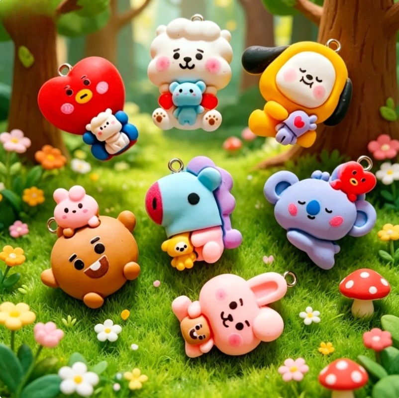 7 szt. BT21 Żywiczne Charmsy z – Jewelry Making Hobby recenzja i cena